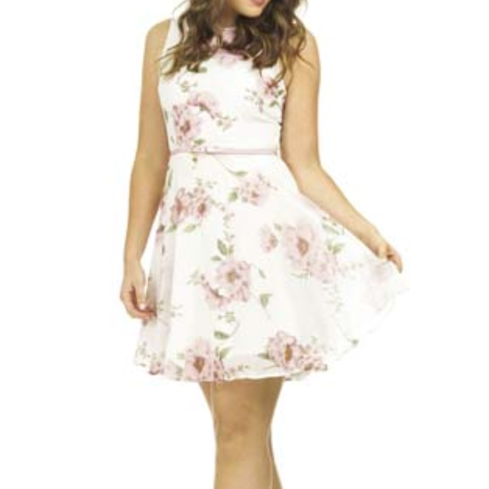 NWT Ivory Floral print chiffon dress